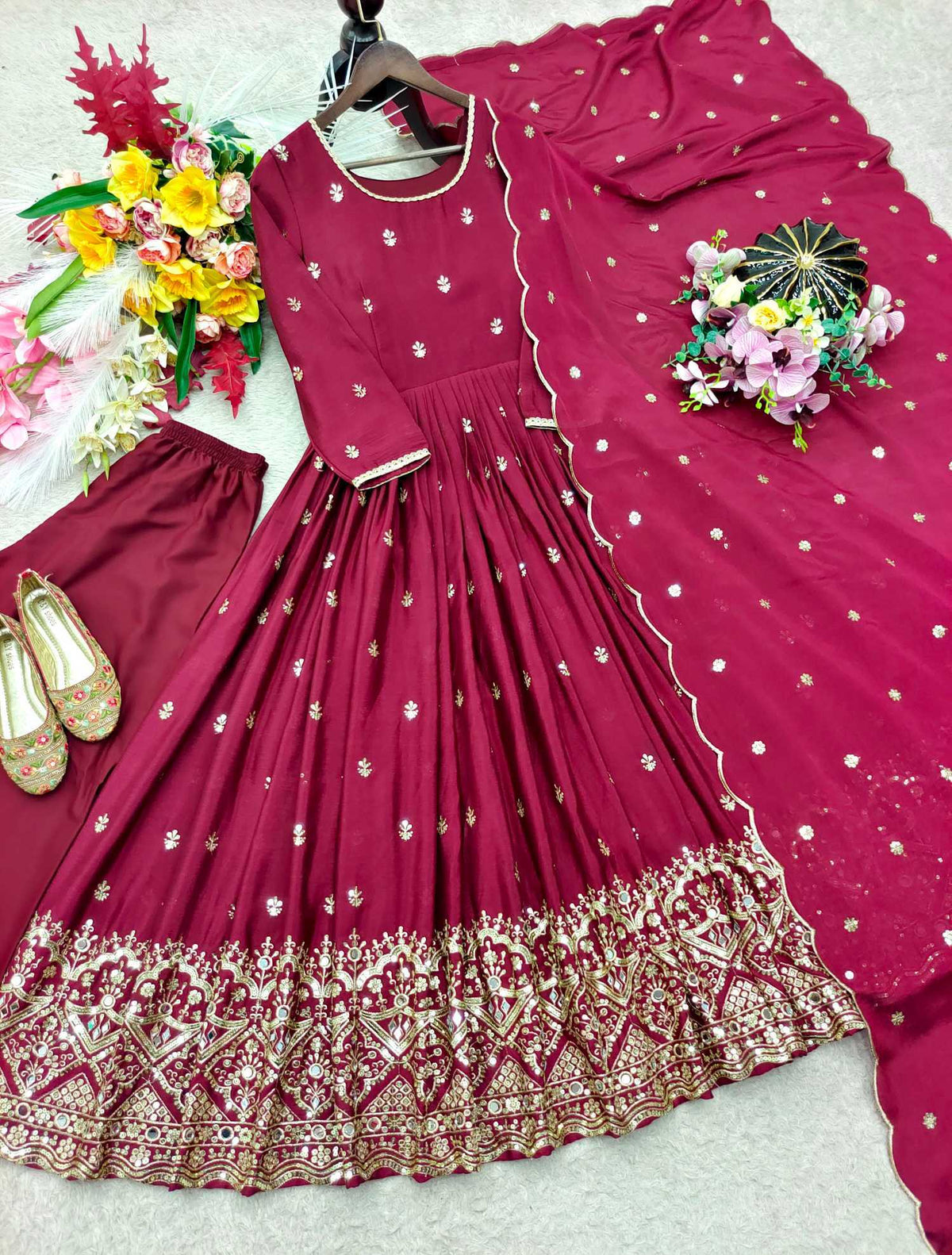 Chinon Silk Embroidery Gown