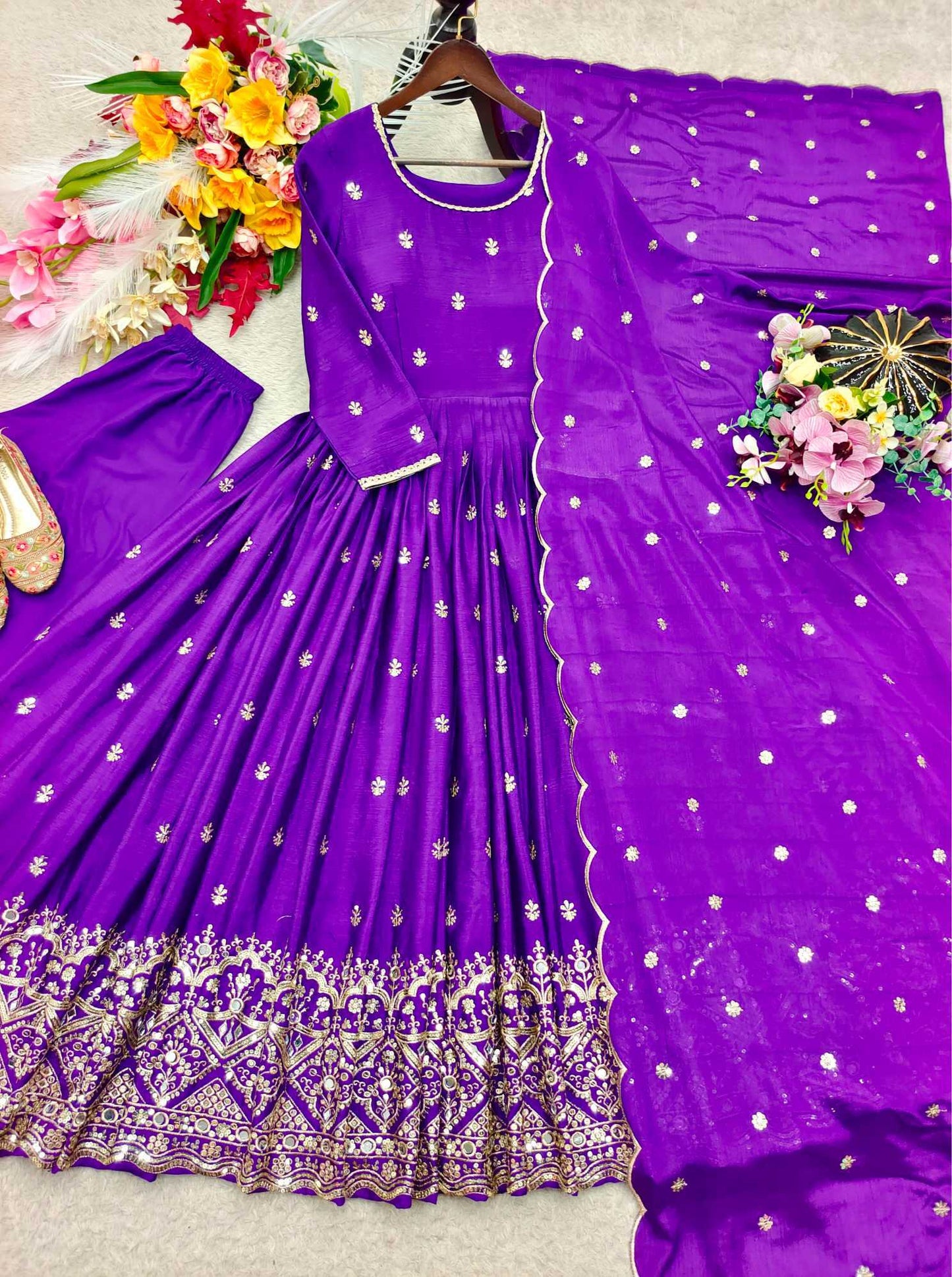 Chinon Silk Embroidery Gown