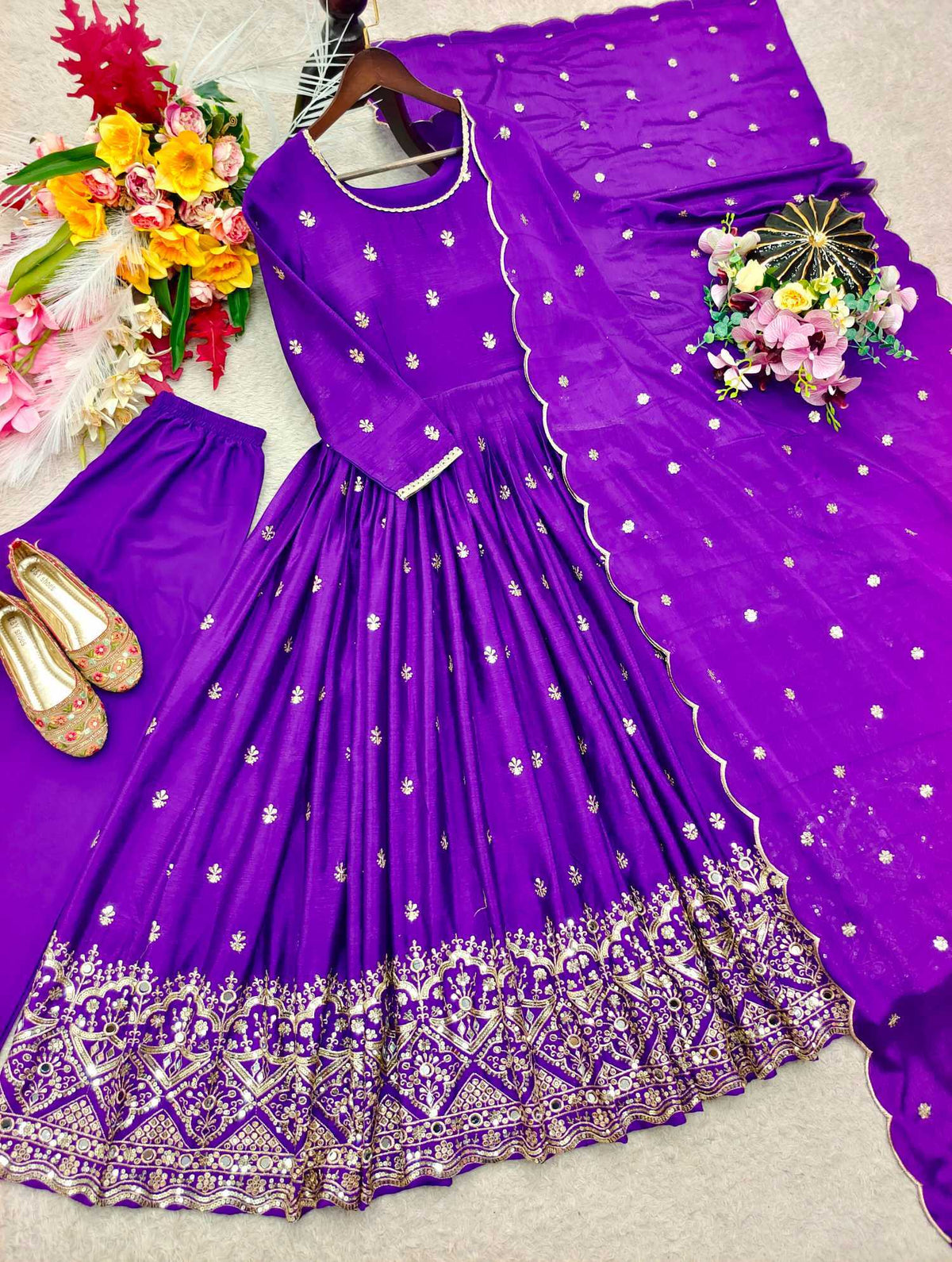 Chinon Silk Embroidery Gown