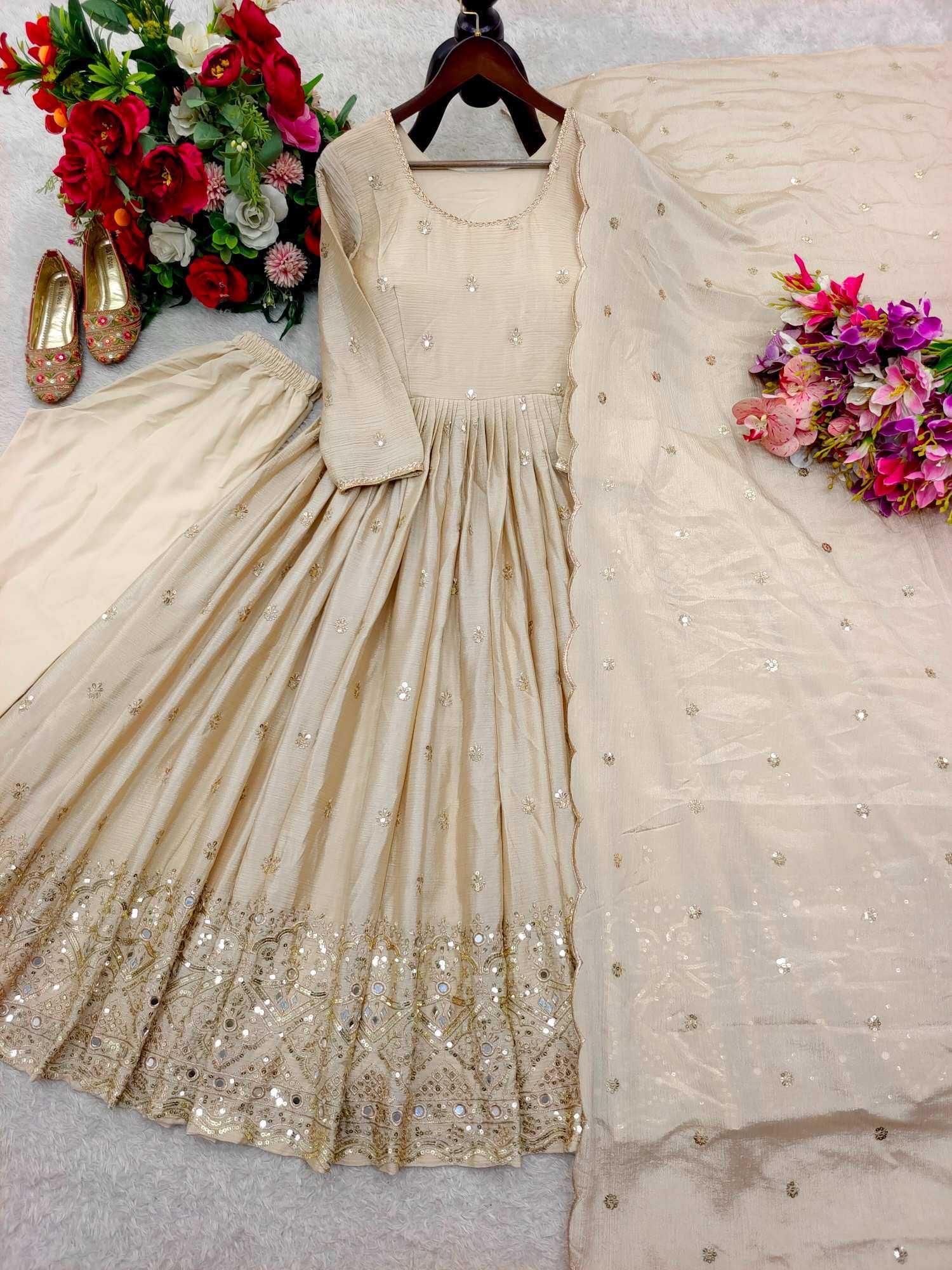 Chinon Silk Embroidery Gown