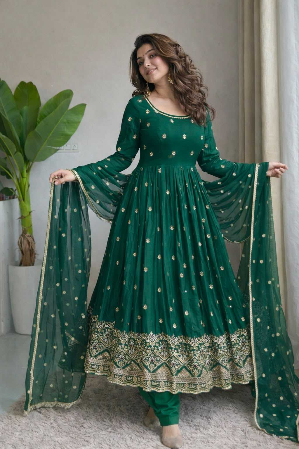 Chinon Silk Embroidery Gown