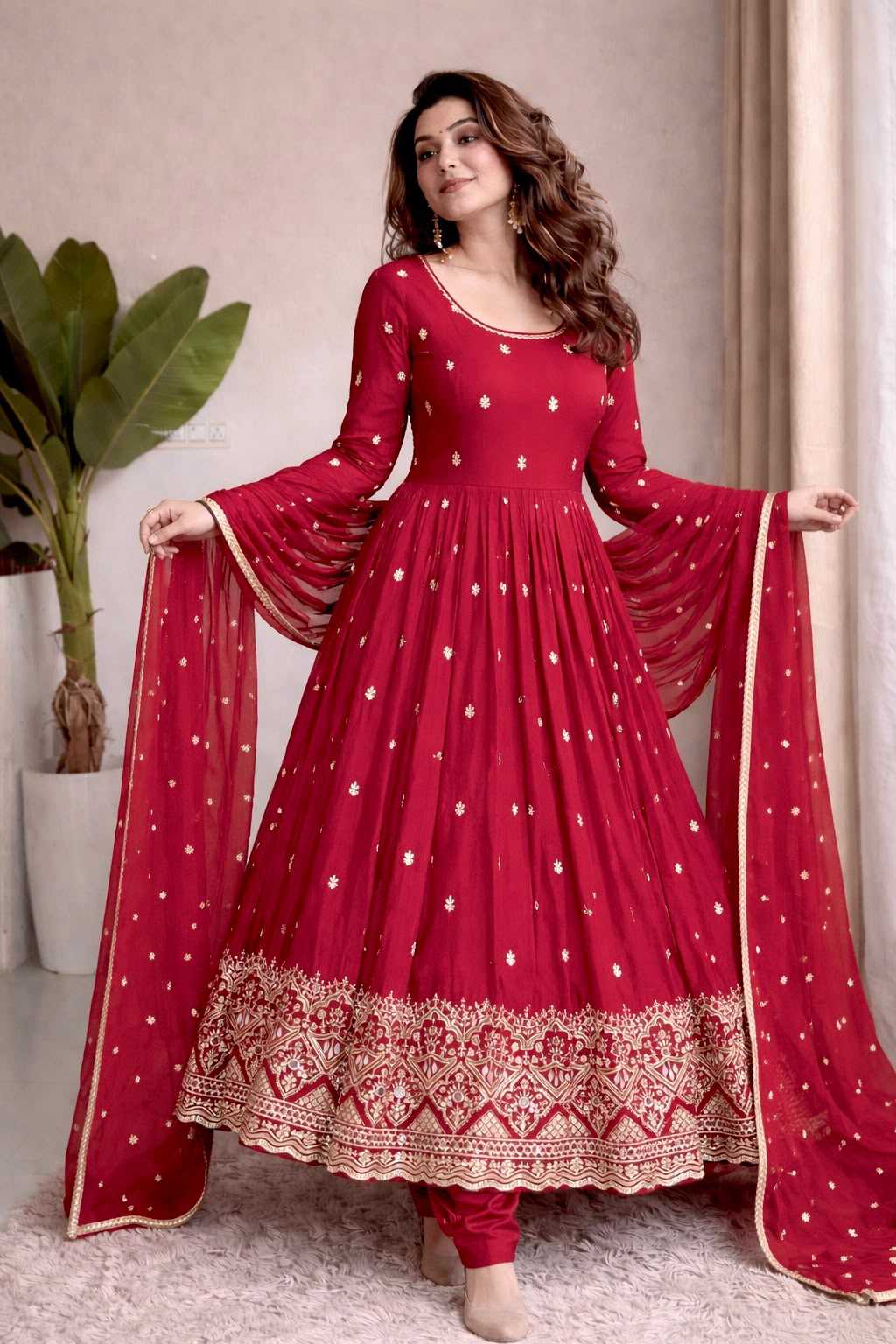 Chinon Silk Embroidery Gown