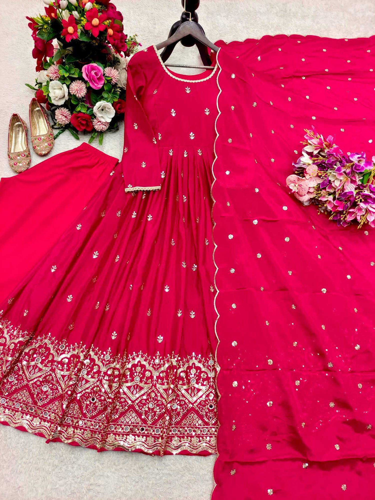Chinon Silk Embroidery Gown