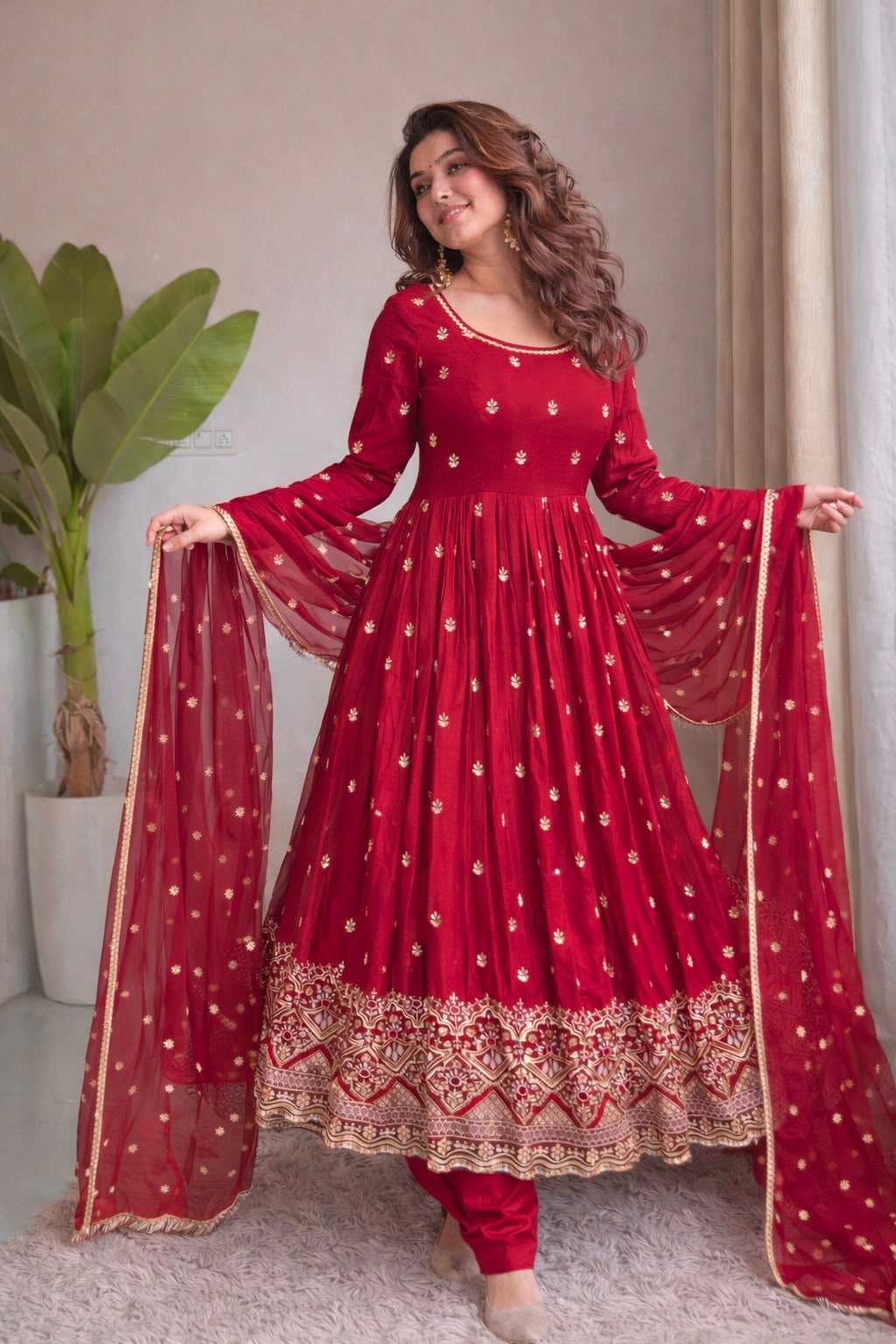 Chinon Silk Embroidery Gown