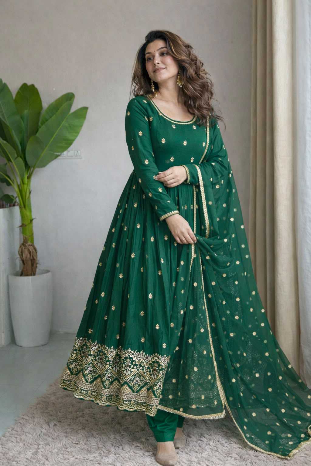 Chinon Silk Embroidery Gown
