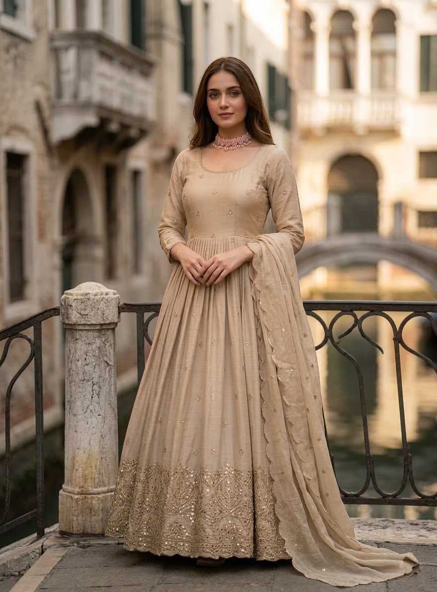 Chinon Silk Embroidery Gown