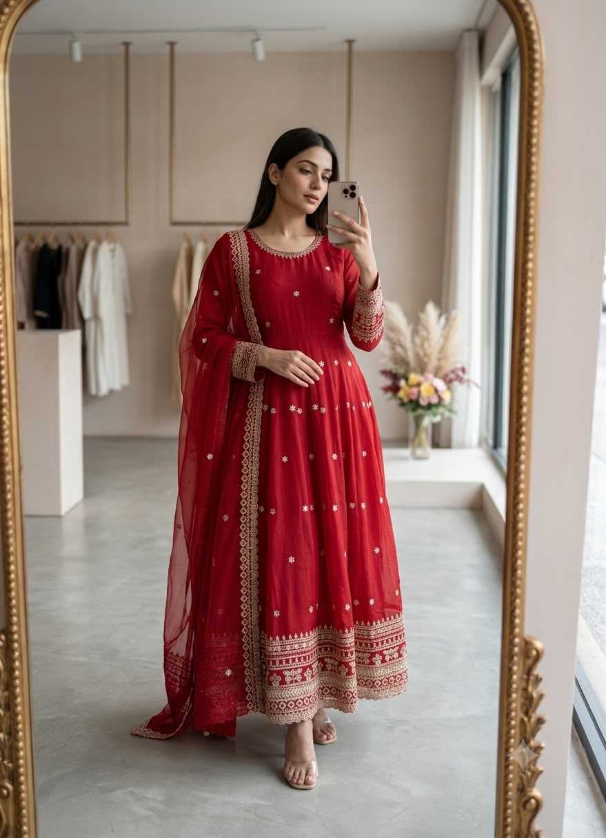 Pure Silk Embroidery Gown