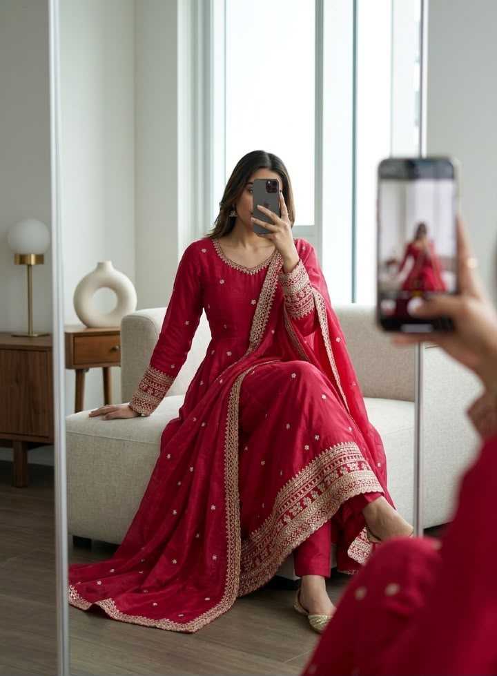 Pure Silk Embroidery Gown