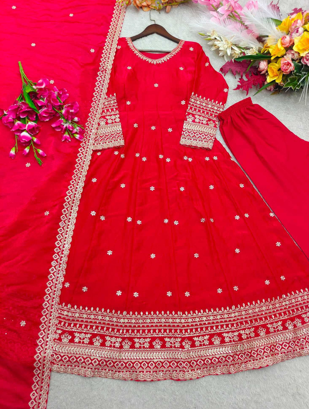 Pure Silk Embroidery Gown