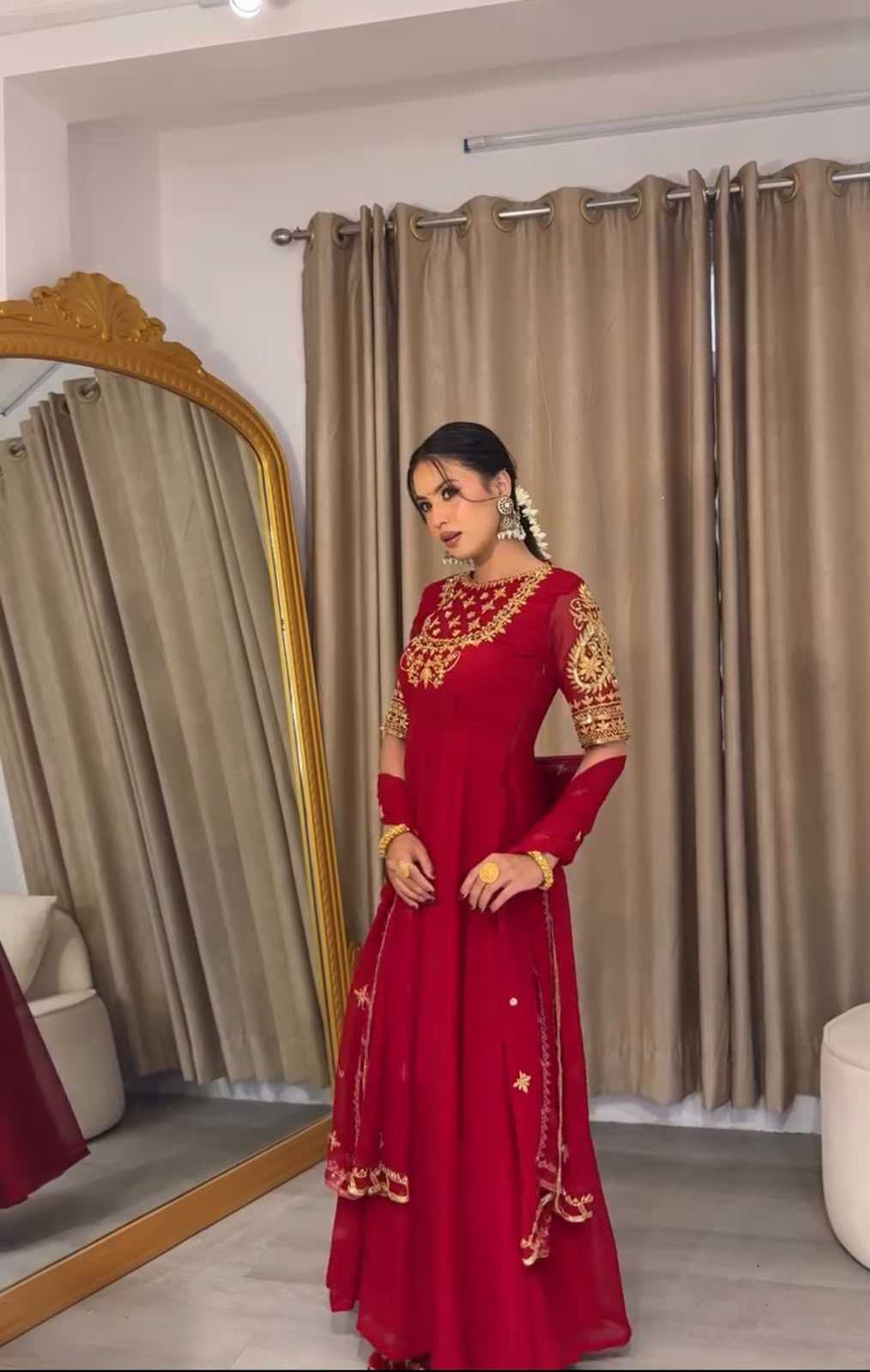 Faux Georgette Embroidery Gown