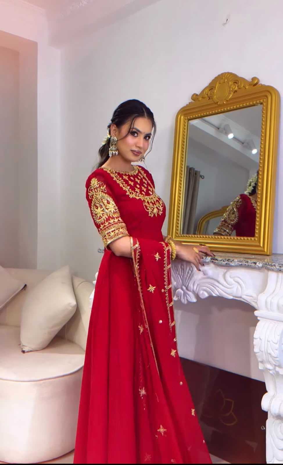 Faux Georgette Embroidery Gown