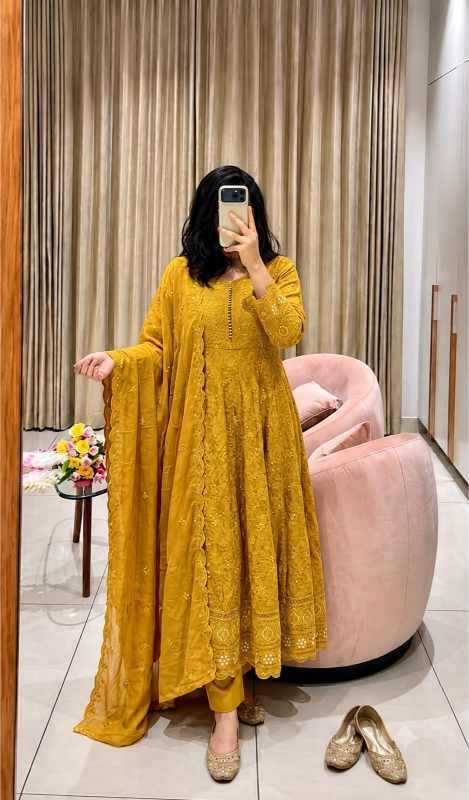Faux Georgette Embroidery Gown