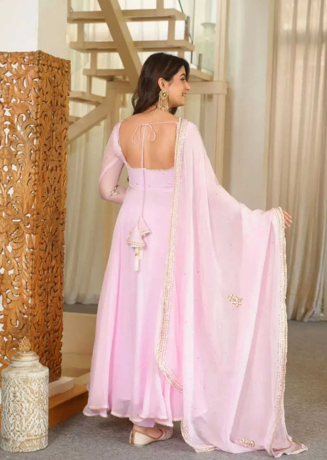 Faux Georgette Embroidery Gown