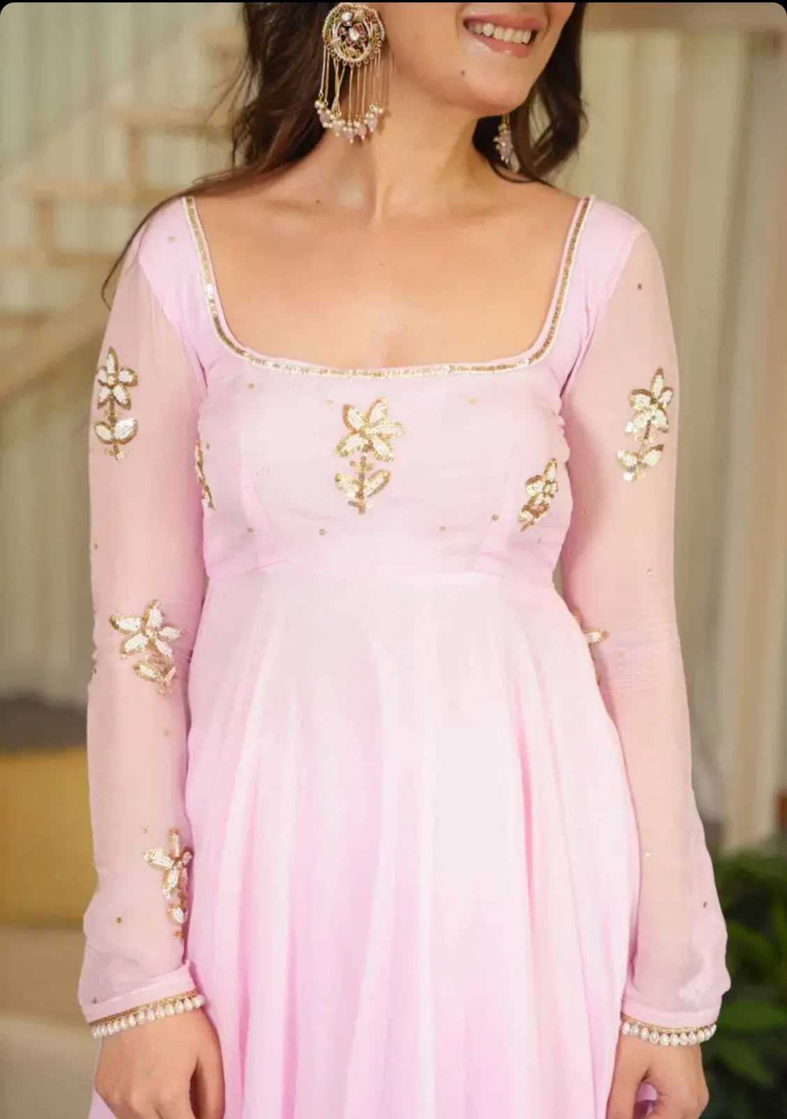 Faux Georgette Embroidery Gown