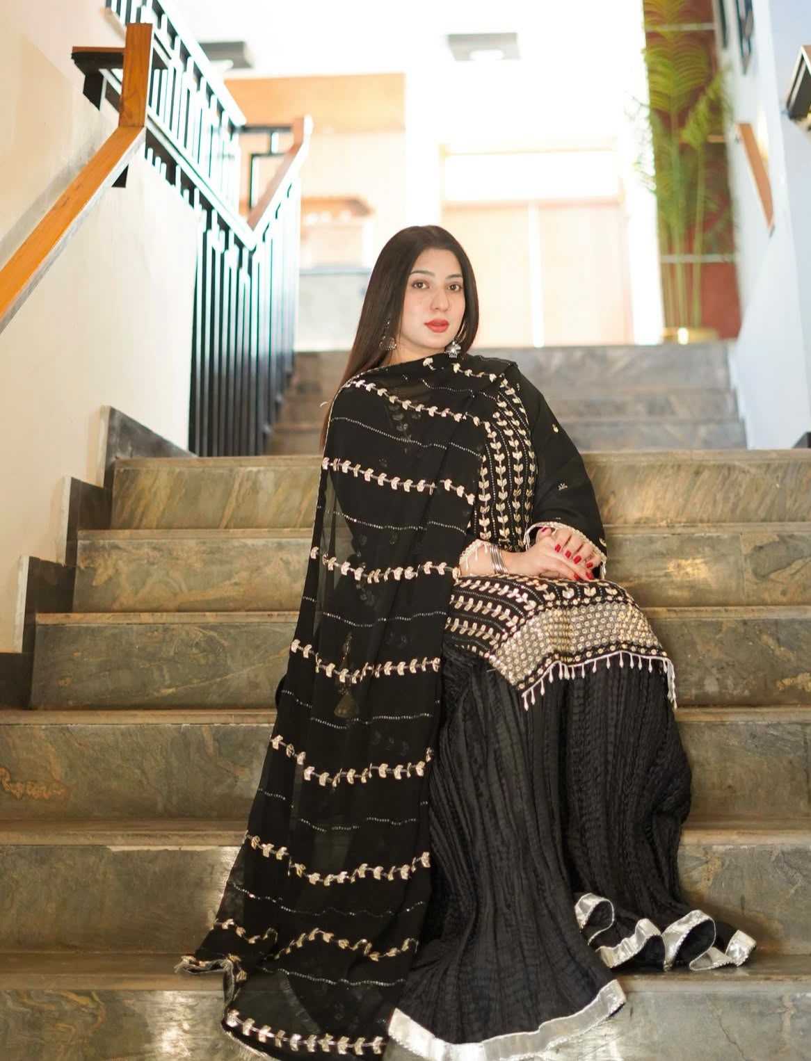 Fabric Faux Georgette Sharara Salwar Suit
