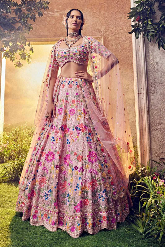 Faux Georgette Embroidered Lehenga 1096