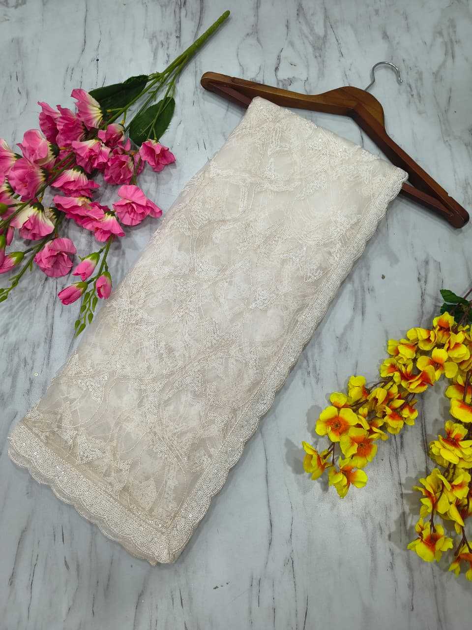 Butterfly Net Saree
