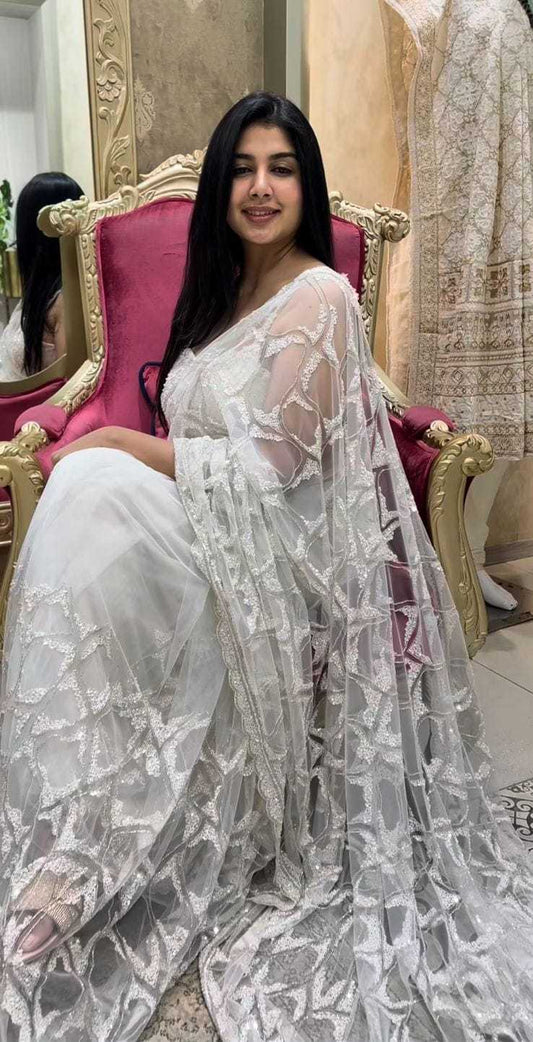 Butterfly Net Saree