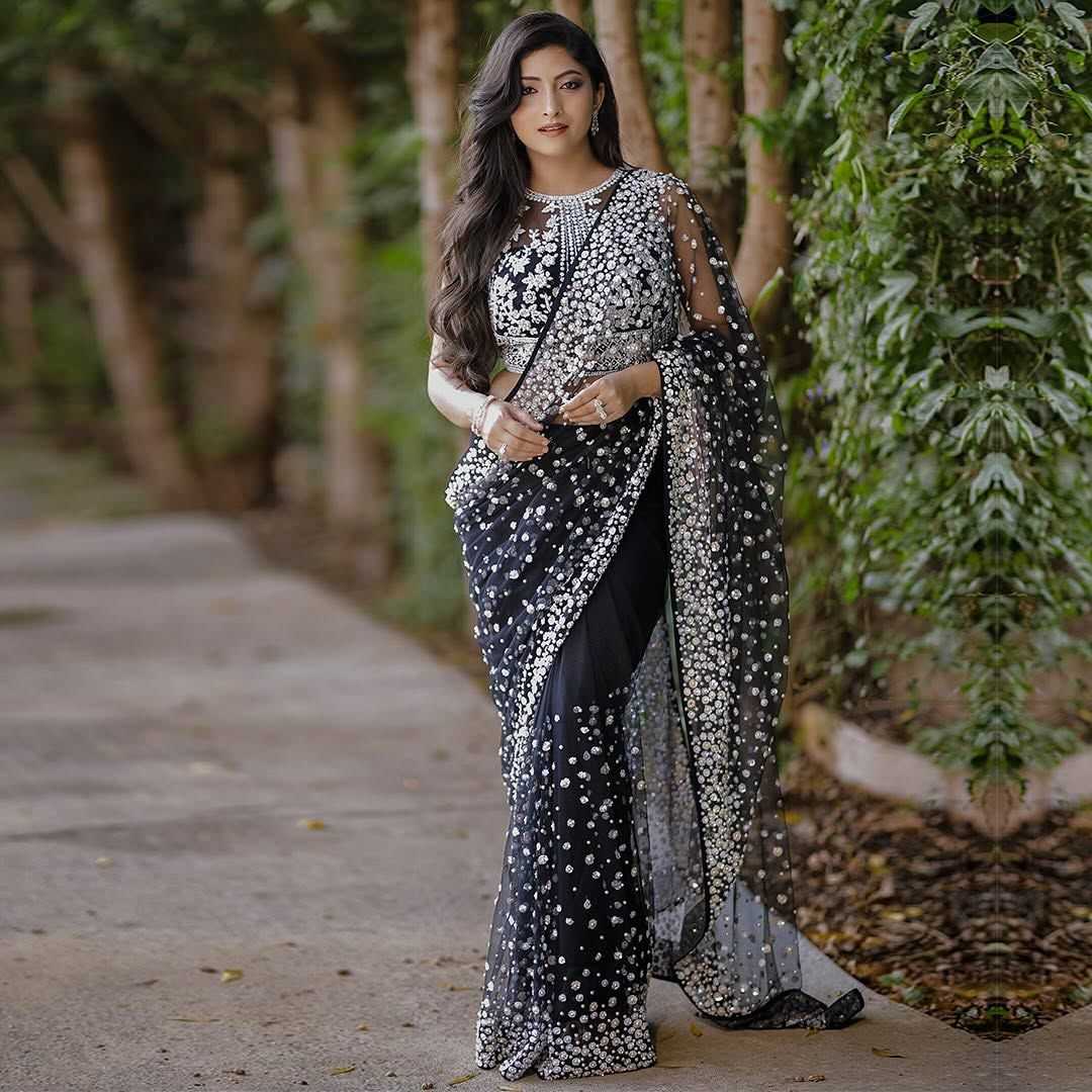 Butterfly Net Sequence Saree