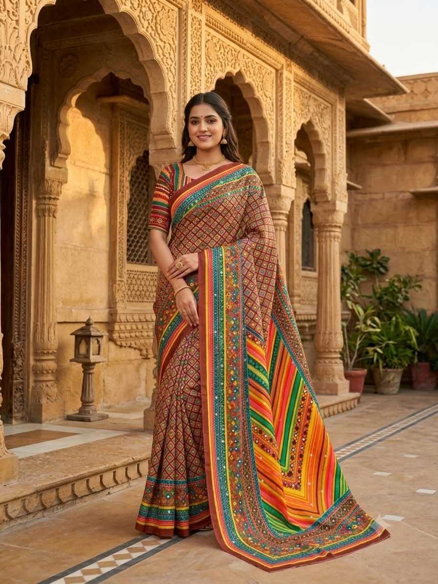 Chinon Silk Printed Saree