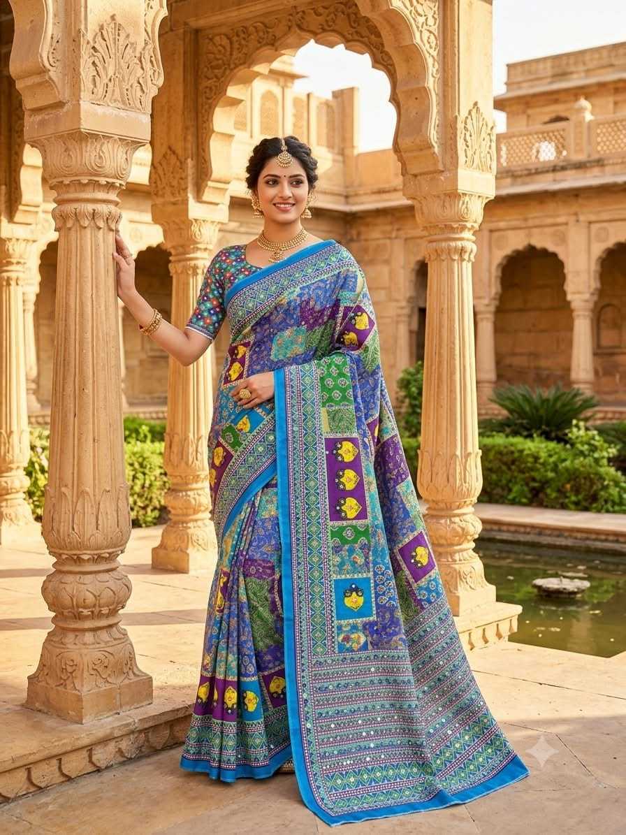 Chinon Silk Printed Saree