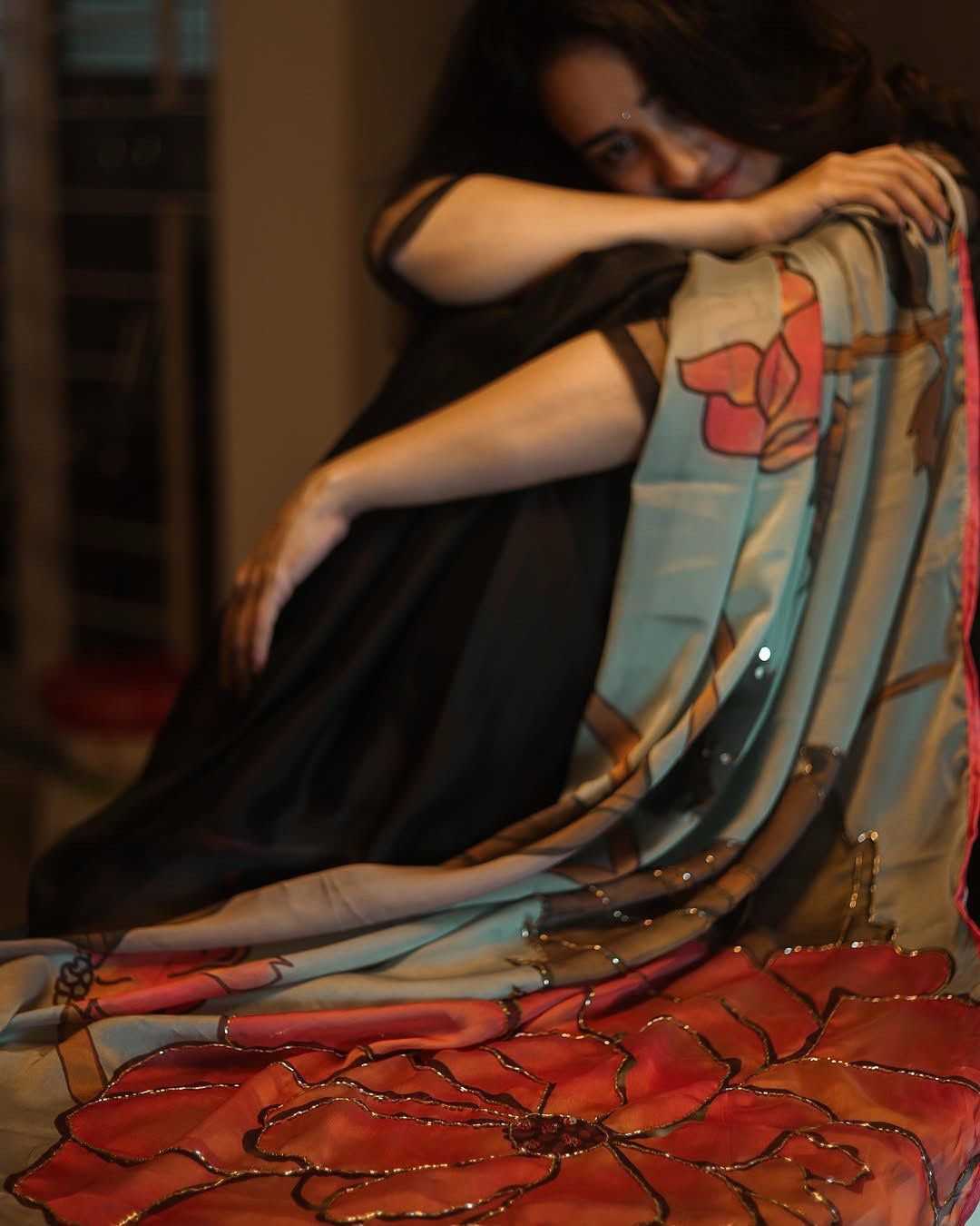 Japan Sartin Designer Saree in Dark Wine