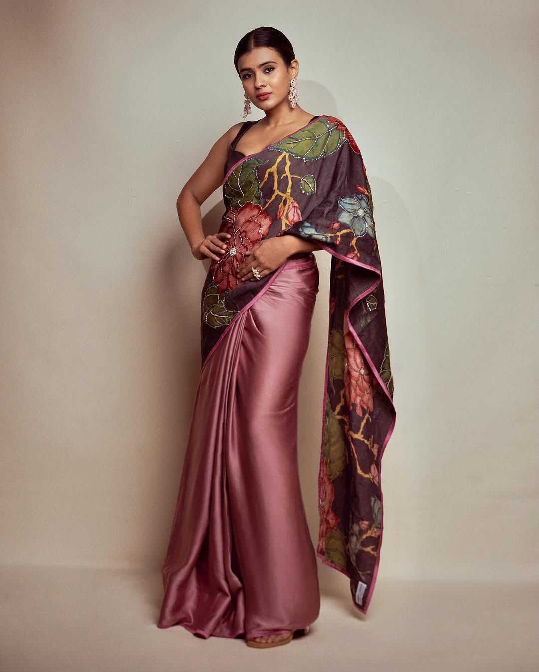 Japan Sartin Designer Saree in Dark Wine