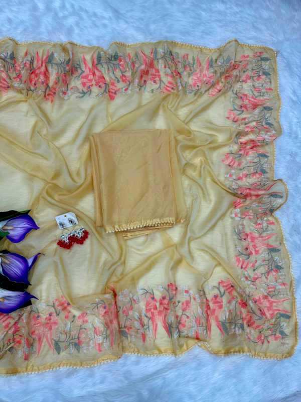 Organza Designer Saree in Pink