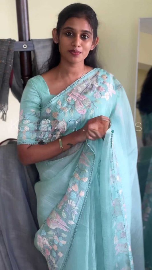Organza Designer Saree in Pink