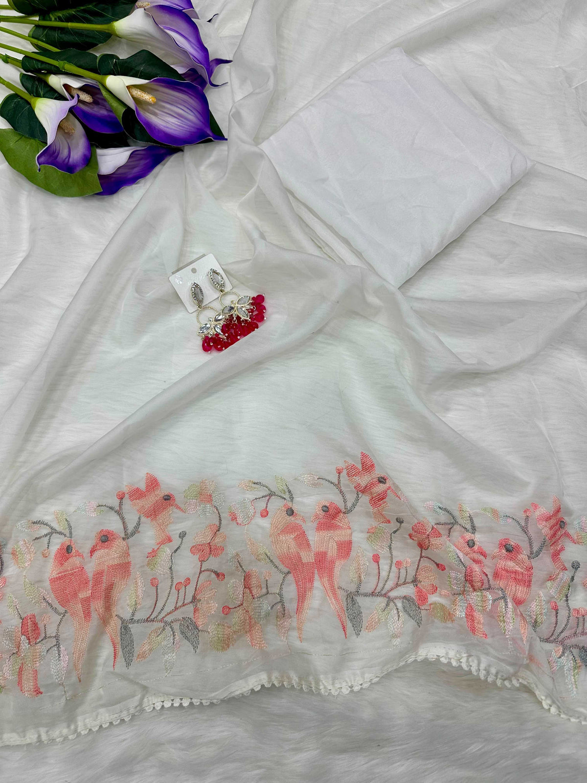 Organza Designer Saree in Pink