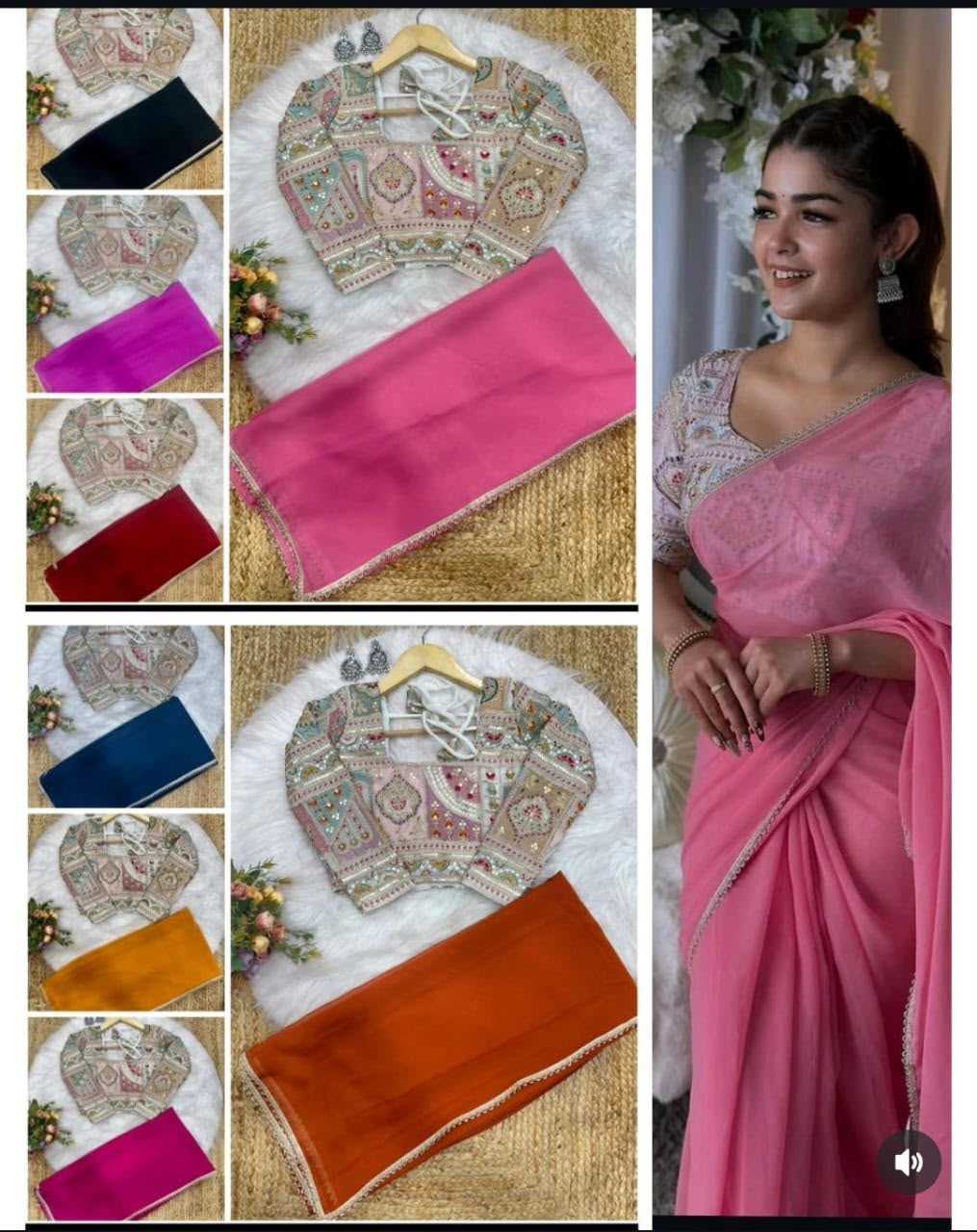 Georgette Saree in Wine
