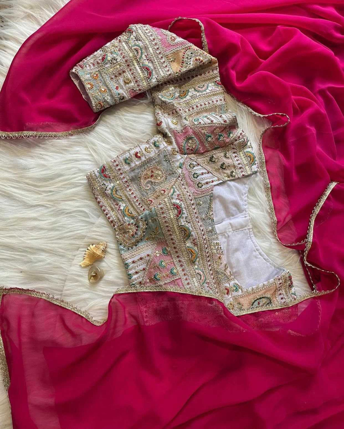 Georgette Saree in Wine