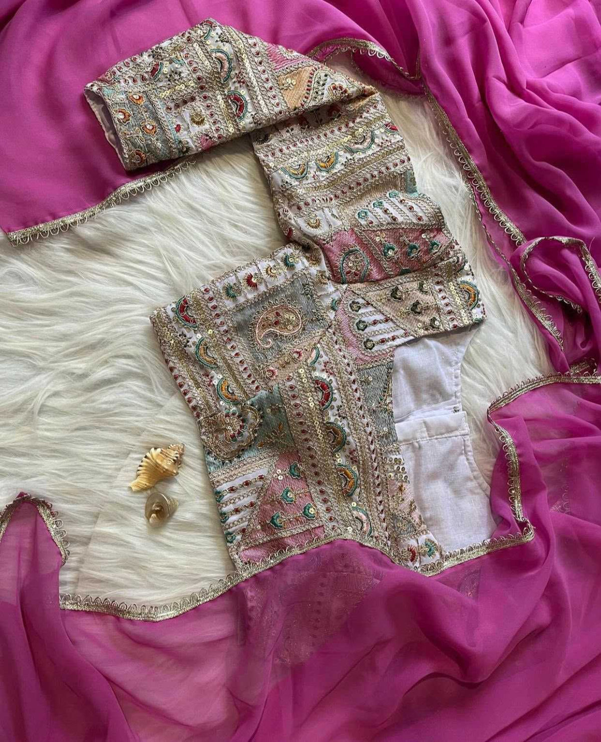 Georgette Saree in Wine