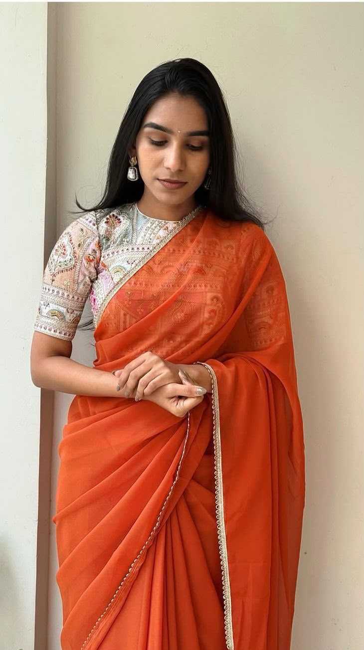 Georgette Saree in Wine
