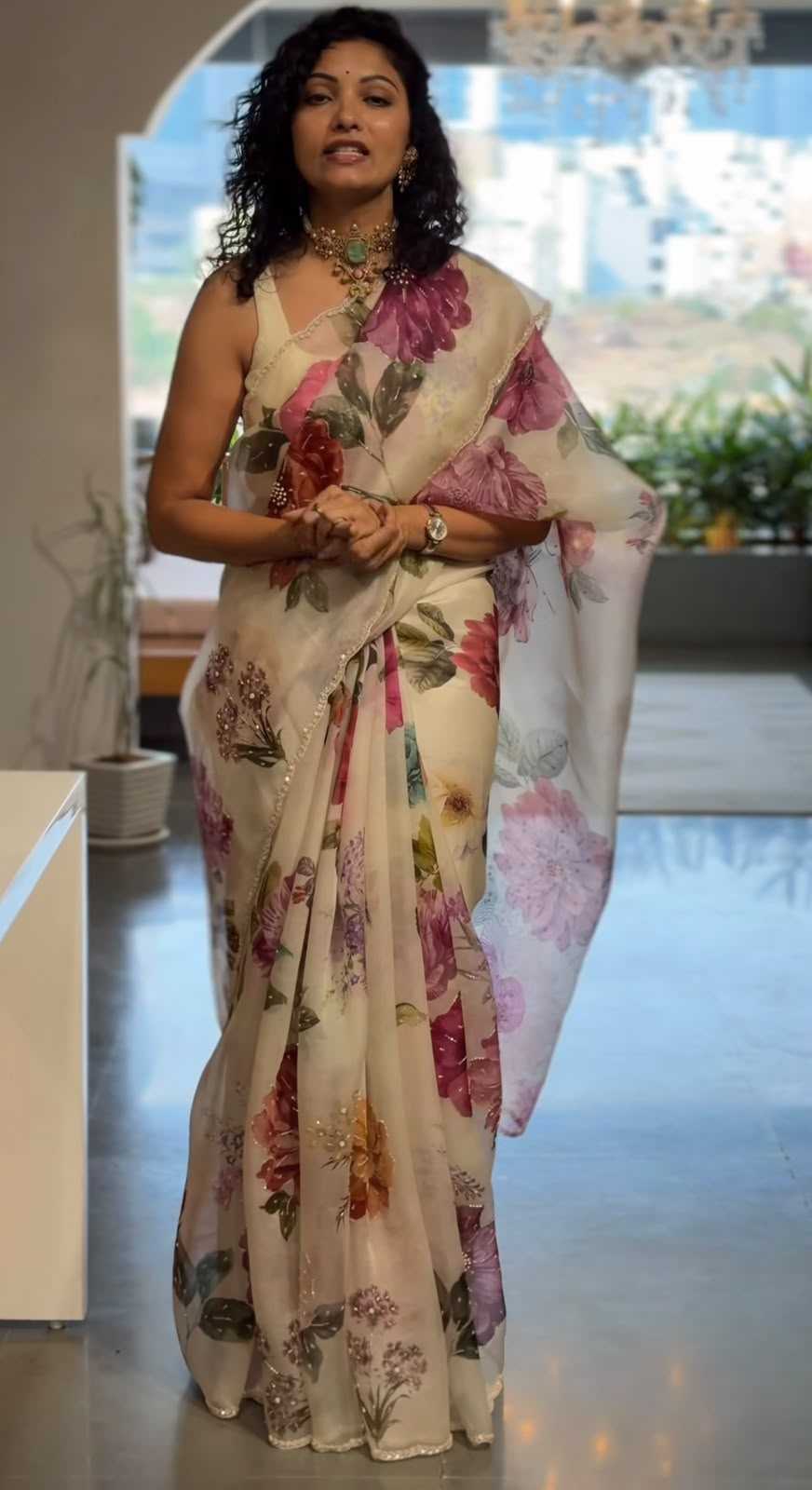 Sat Tabby Silk Printed Saree