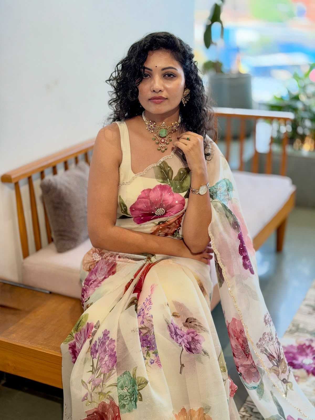 Sat Tabby Silk Printed Saree