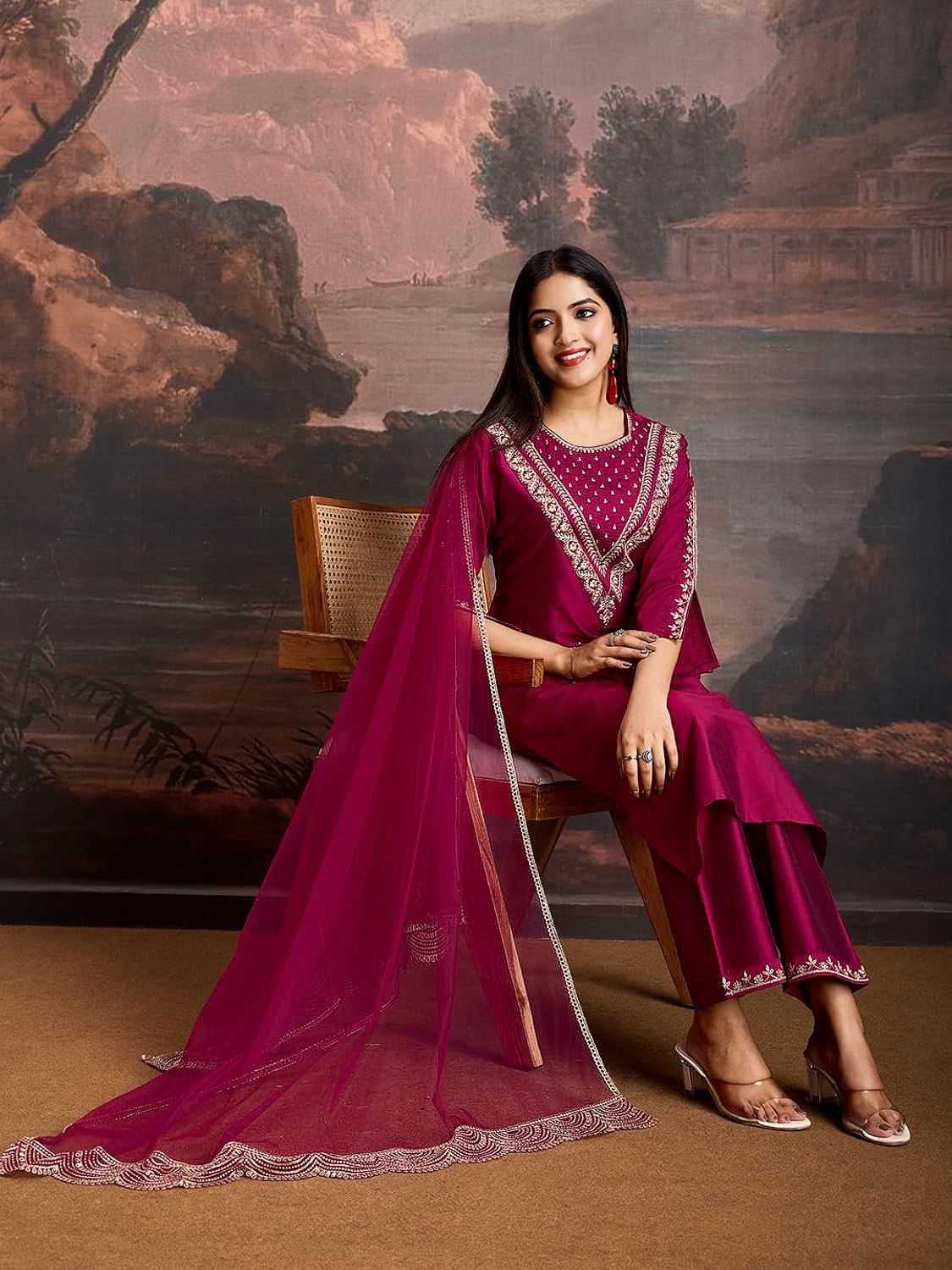 Heavy Roman Silk Designer Kurti