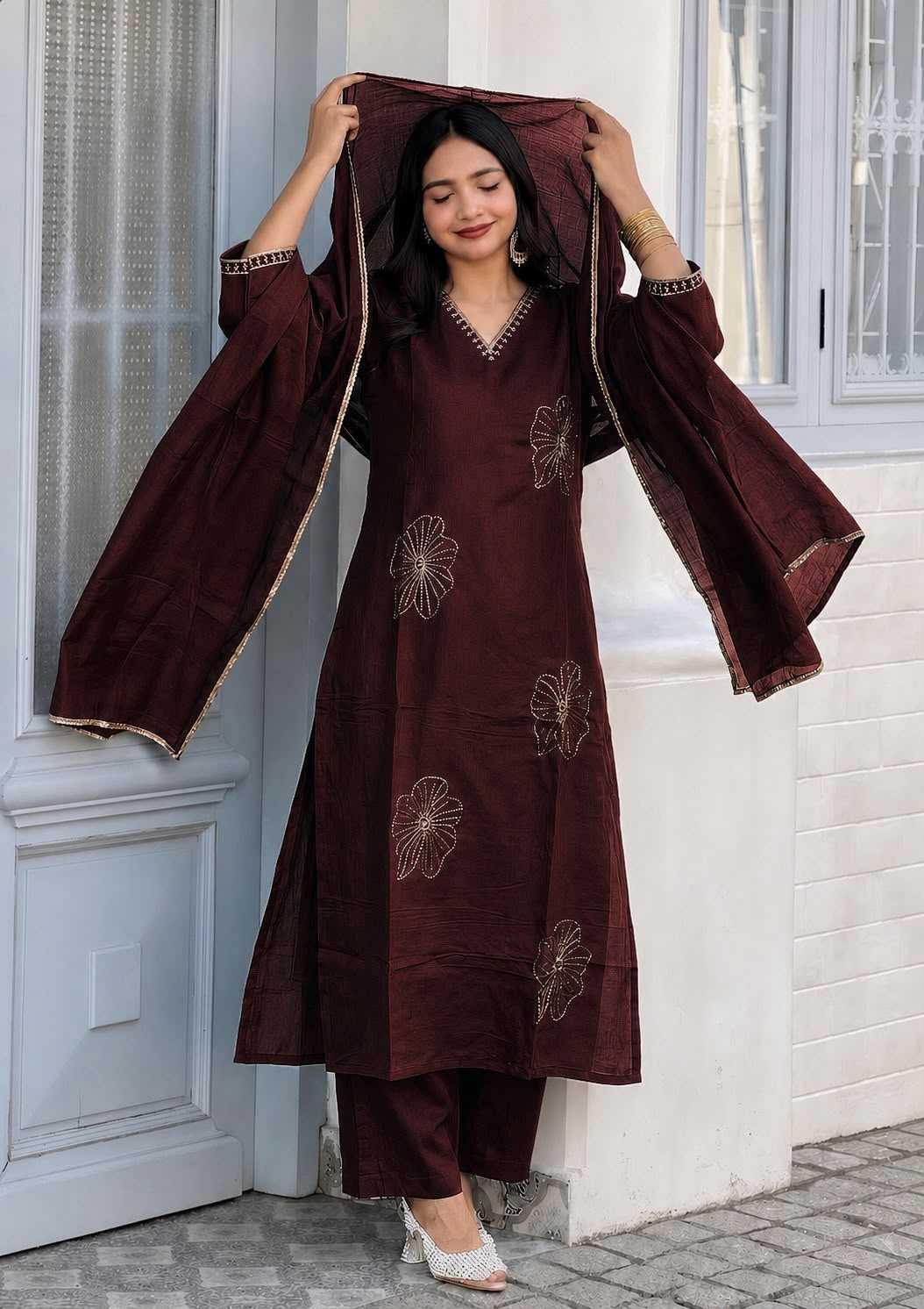 Heavy Roman Silk Ladies Suit