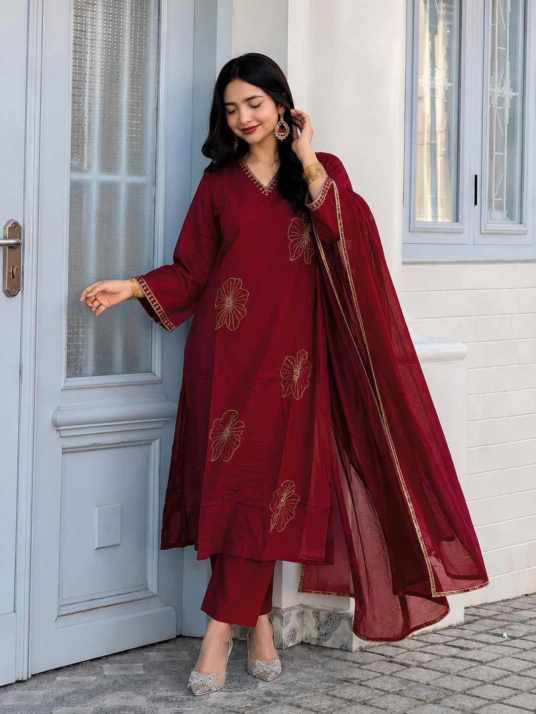 Heavy Roman Silk Ladies Suit