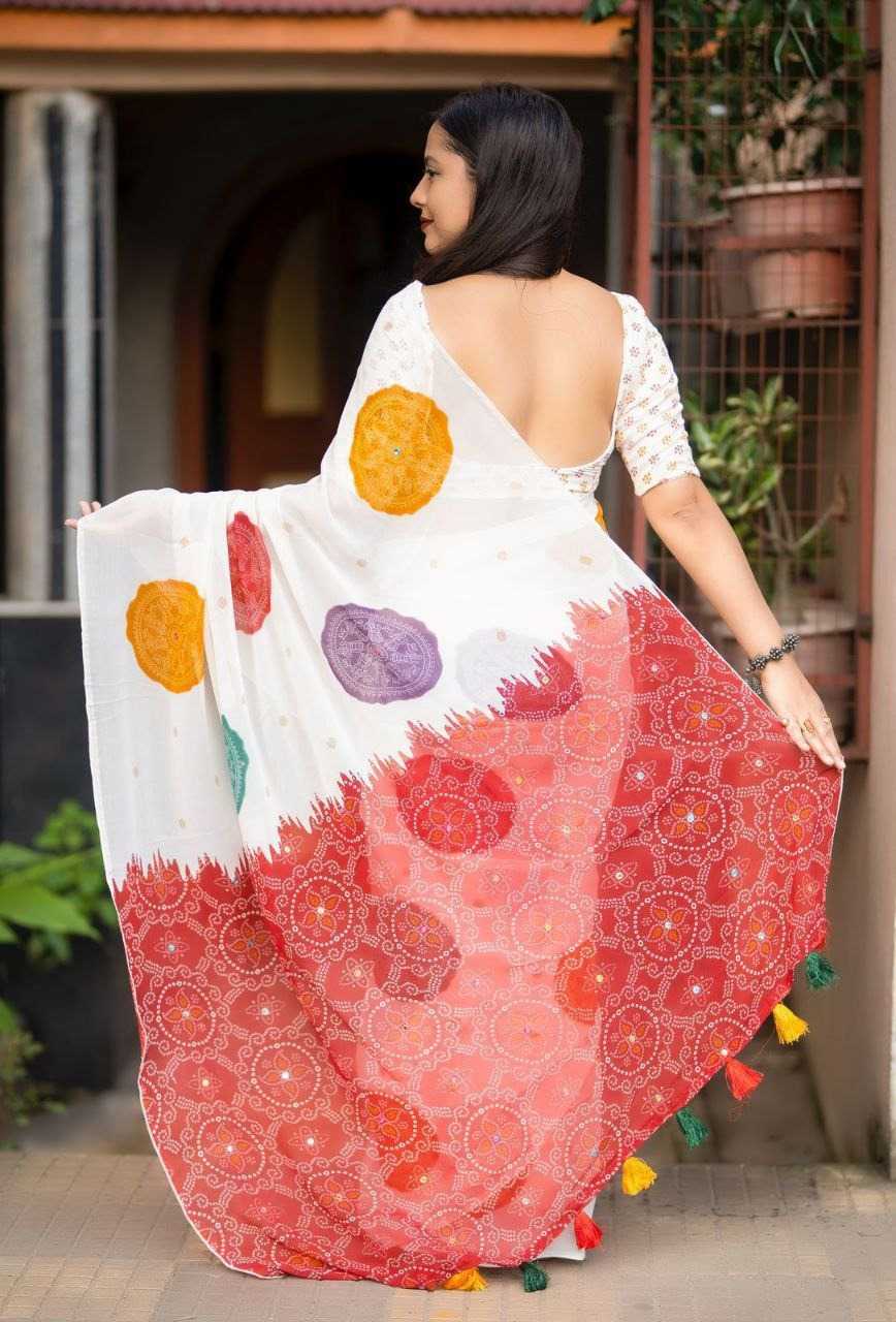 Georgette Printed Saree in Yellow