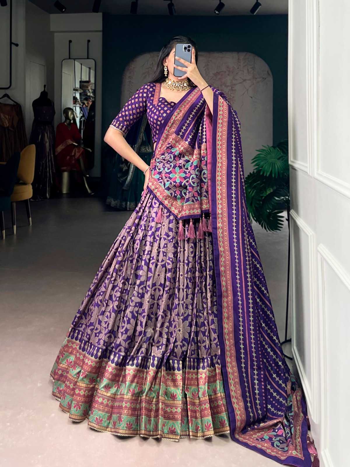 Dola Silk Designer Lehenga in Black