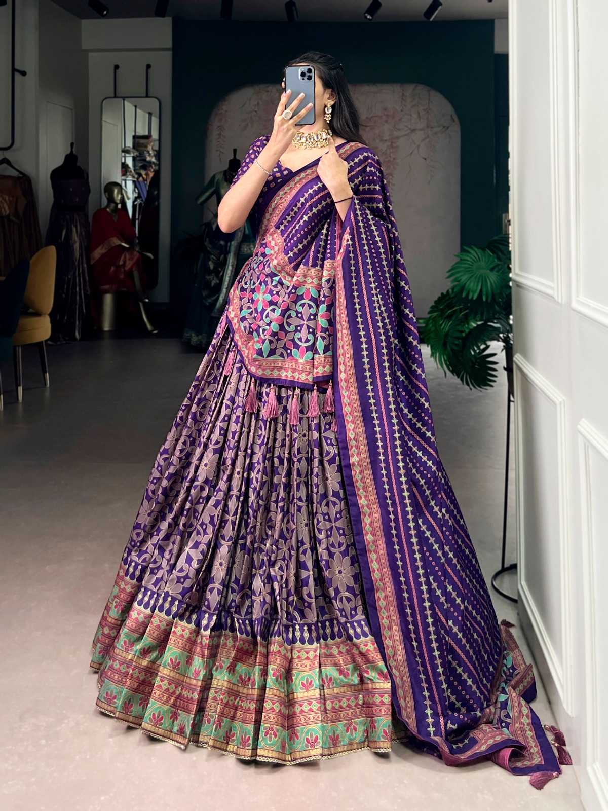 Dola Silk Designer Lehenga in Black
