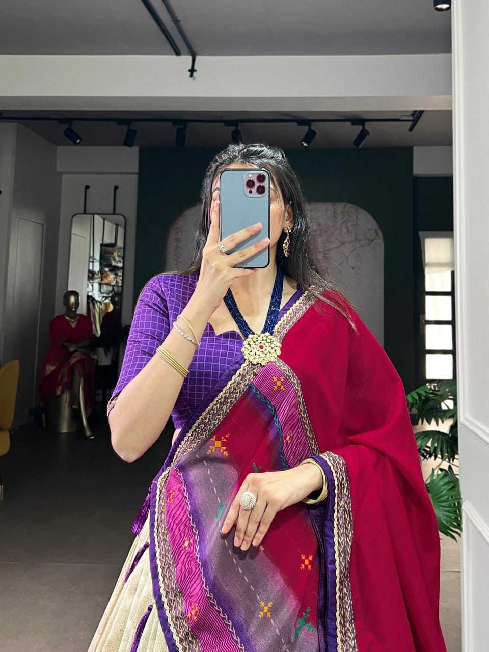 Degital Dola Silk Traditional Lehenga in Rani