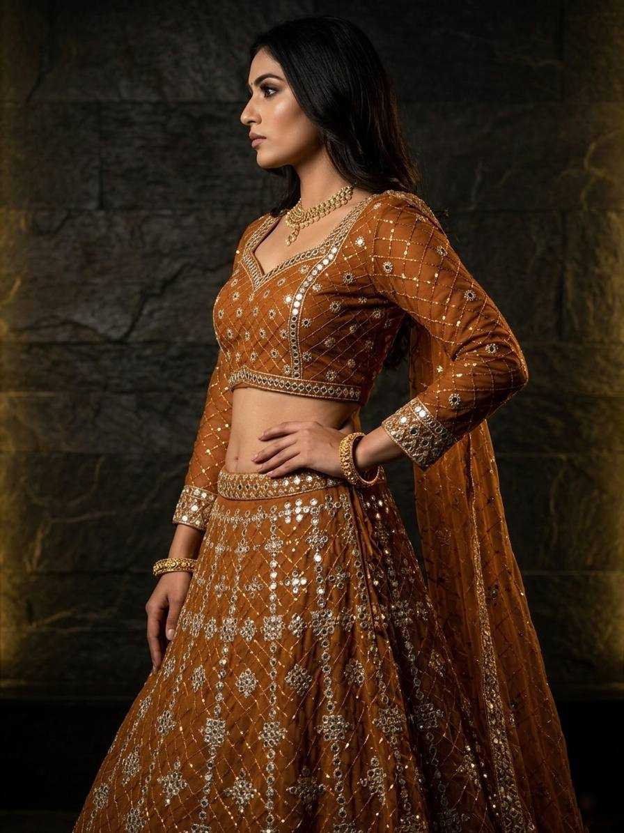 Faux Georgette Embroidered Lehenga