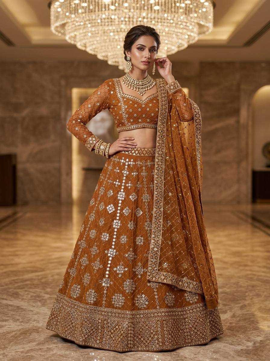 Faux Georgette Embroidered Lehenga