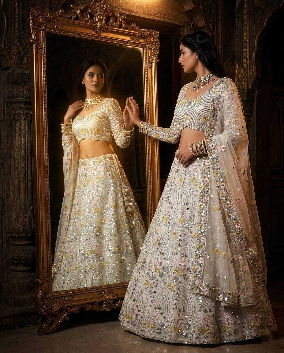 Soft Butter Silk Embroidered Lehenga