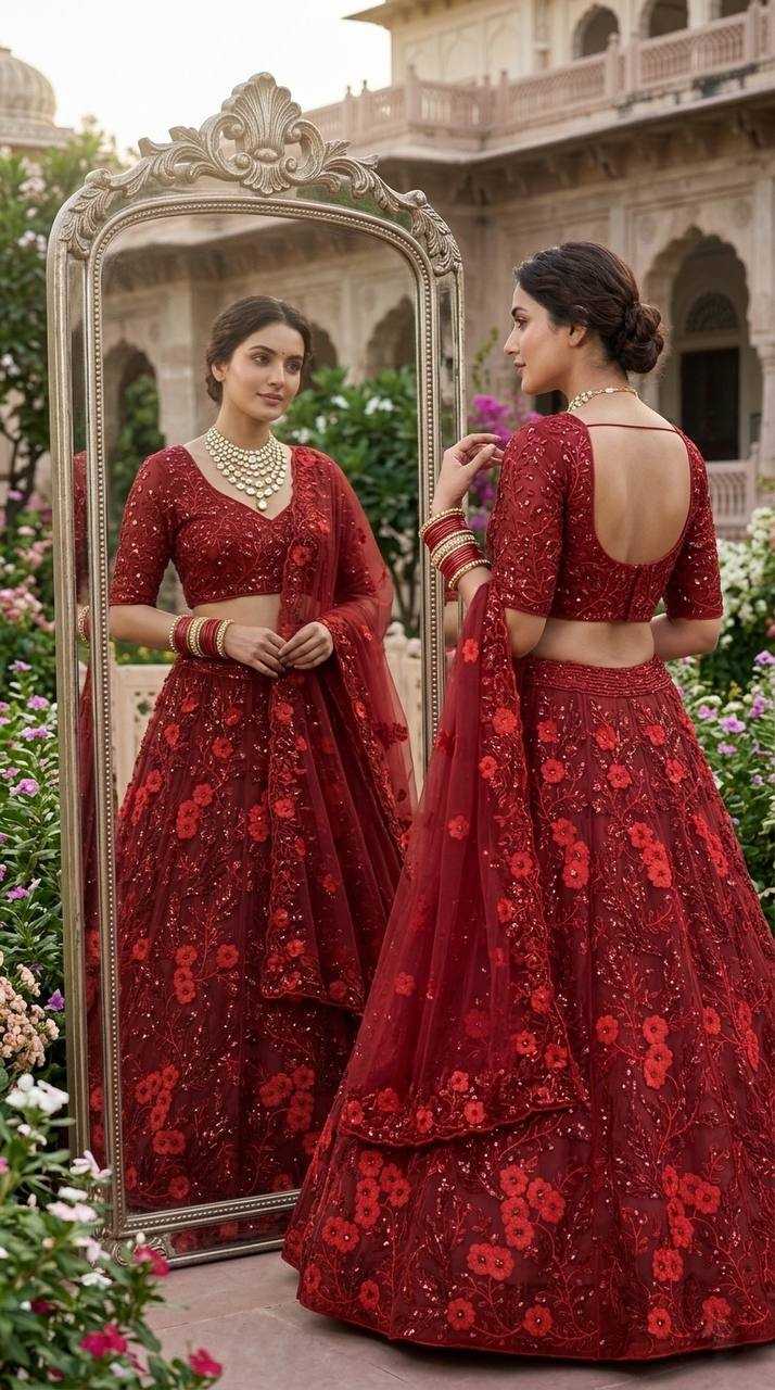 Butterfly Net Embroidered Lehenga