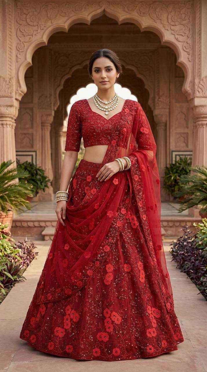 Butterfly Net Embroidered Lehenga