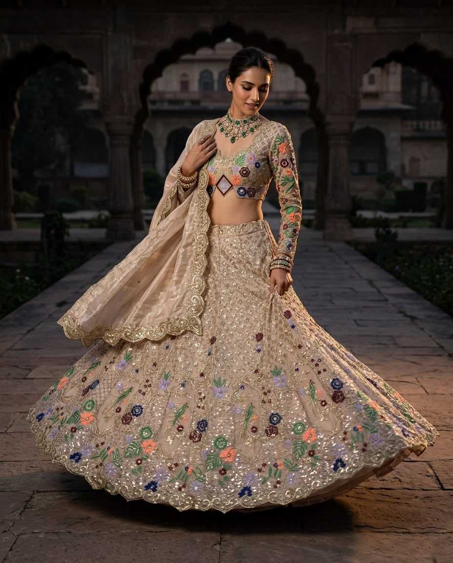 Jimmy Choo Embroidered Lehenga