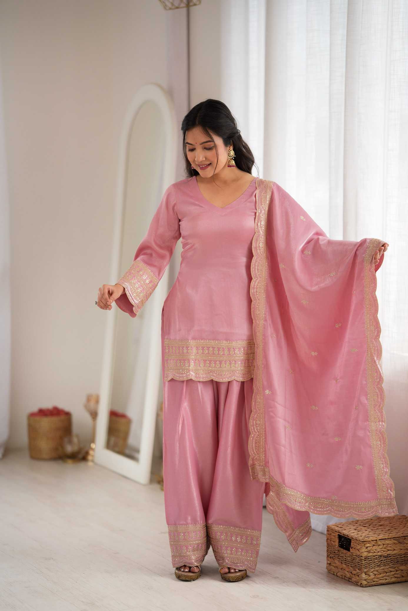 Heavy Roman Silk Party Wear Kurti